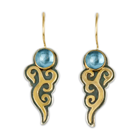 Wind Horse Earrings with Gem in Swiss Blue Topaz