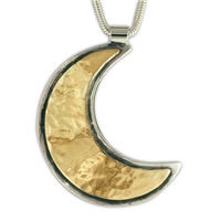 Wistra Moon Pendant in 14K Yellow Gold Design w Sterling Silver Base