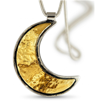 Wistra Moon Pendant in 14K Yellow Gold Design w Sterling Silver Base