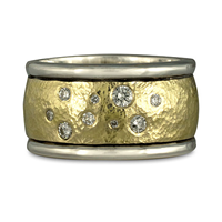 Wistra Ring with Diamonds in Sterling Silver Borders & Base w 18K Yellow Gold Center