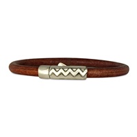 Zig Zag Leather Bracelet in Sterling Silver